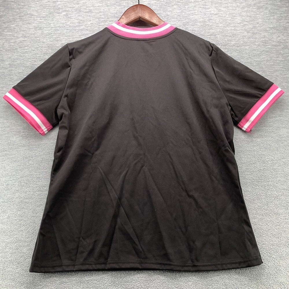 Women Black Bodycon Shirts & Shorts with Sequined Front Logo Set Size XL (A41) - Picture 12 of 13